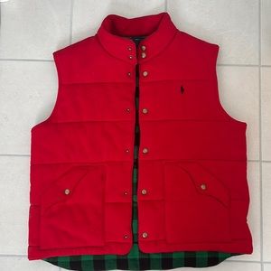 ralph lauren red cotton puffer vest.